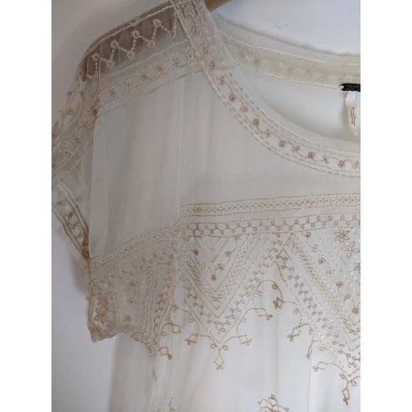 Free People Sheer Embroidered Short Sleeve Top - Picture 2 of 9
